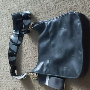 Ah dorned dark gray vegan leather crossbody bag